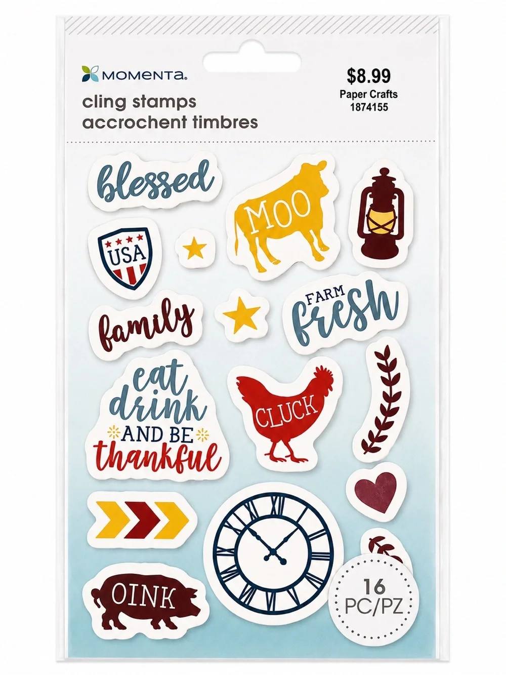 Momenta 16-Piece Farmhouse Barn & Country Farm Cling Stamp Set